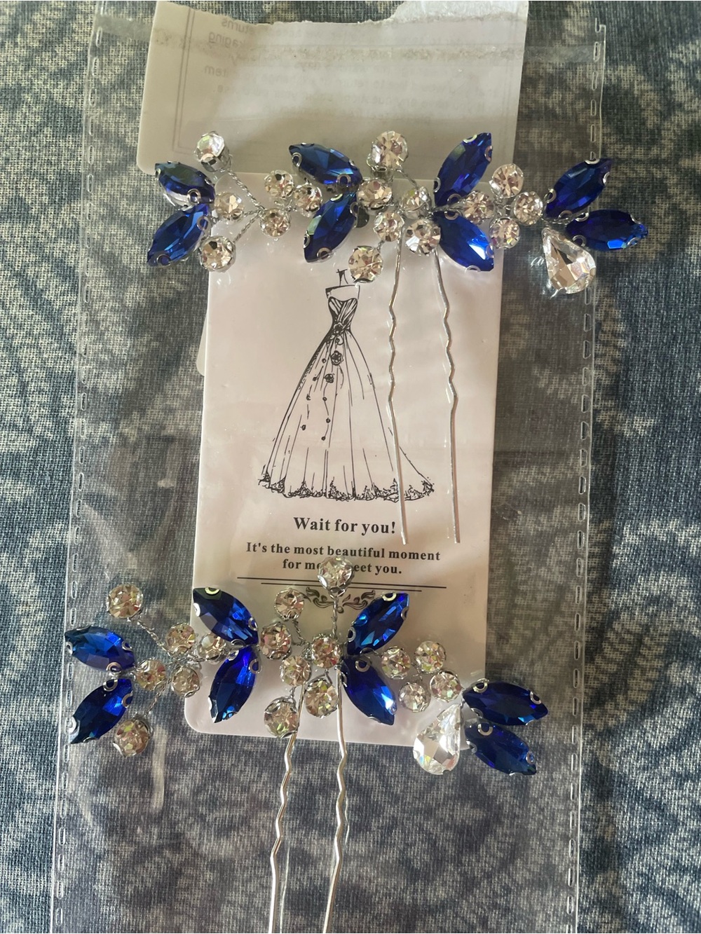 Royal Blue Crystal Bridal Hair Pins - Sparkling Wedding Accessories